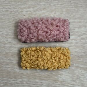 3/$10 Textured Hair Clips in Soft Pink and Warm Yellow